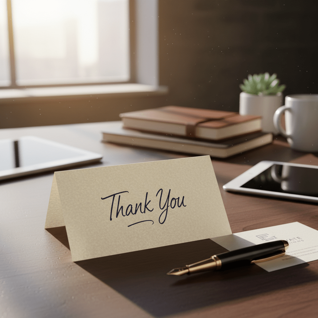 Handwritten note example for thank you message for customers business