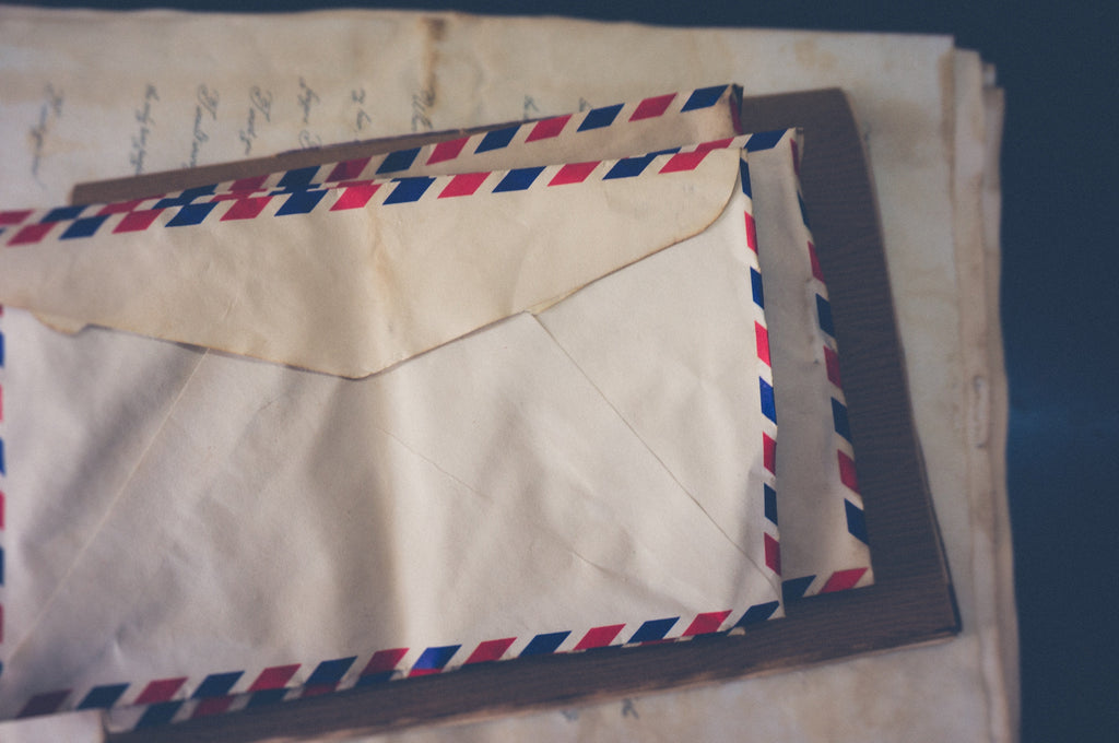 Old letters  with blue and red rim 