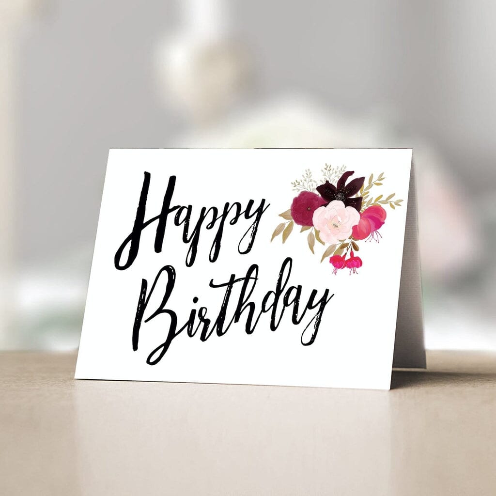 Happy Birthday Brush & Flower