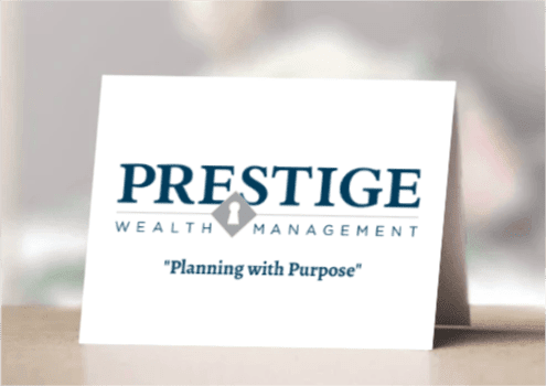 Card with tagline and logo