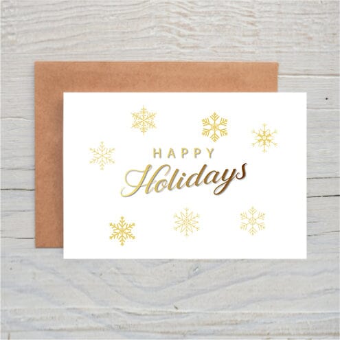 Happy Holidays Gold Snowflakes