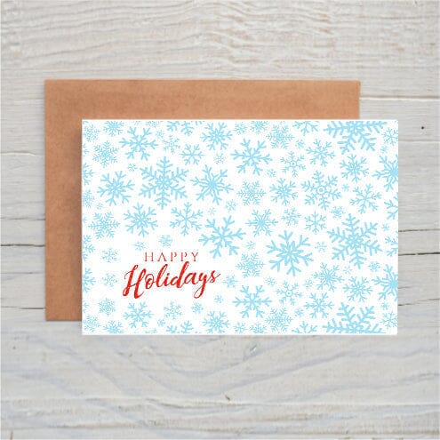 Happy Holidays Blue Snowflakes